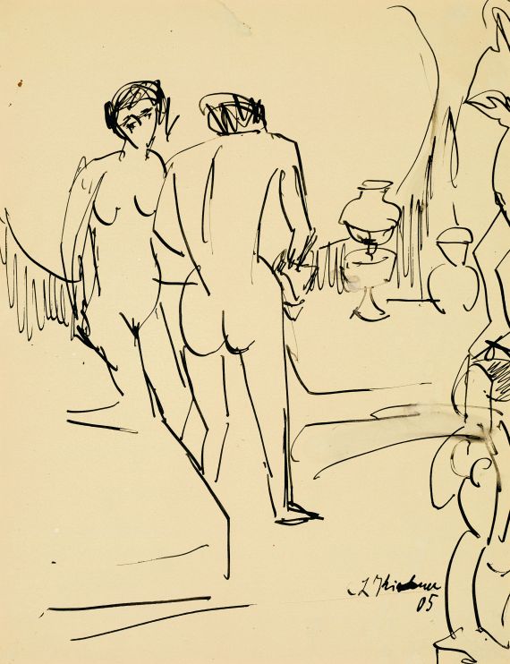 Ernst Ludwig Kirchner - Zwei Akte in Dresdner Atelier