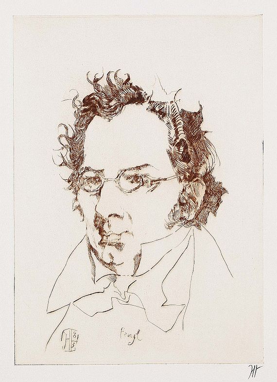 Horst Janssen - 2 Bll.: Franz Schubert. Immanuel Kant