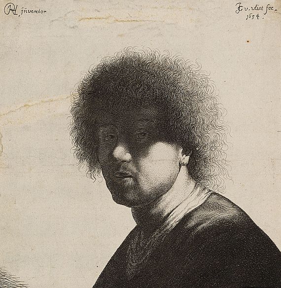 Johannes (Jan Jorisz.) van Vliet - Bildnis von Rembrandt im Dreiviertelprofil nach links