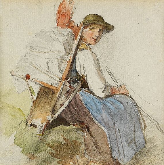 Philipp Sporrer - Zugeschrieben - Sitzende Bauersfrau mit Kiepe