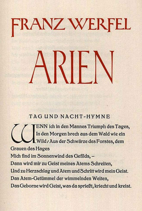 Stundenbücher - Werfel, Arien. 1921
