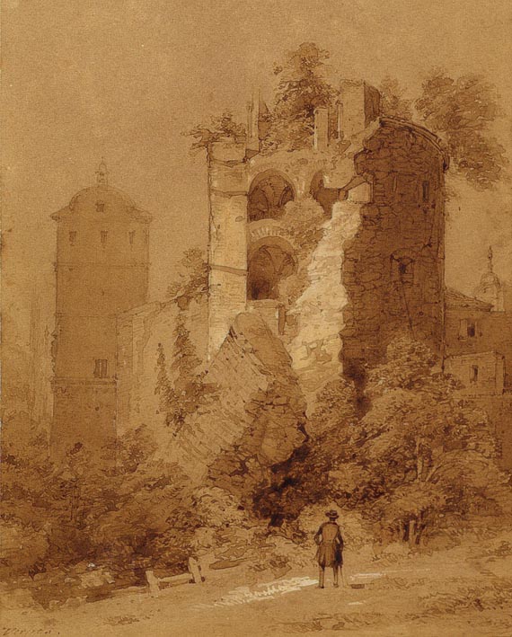 Theodor Verhas - Der Krautturm (gesprengte Turm) des Heidelberger Schlosses
