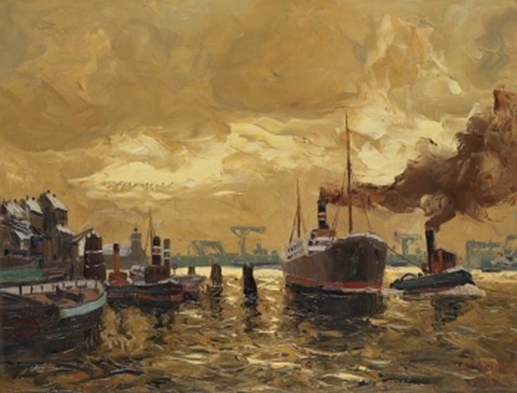 Erich Mercker - Dampfer im Hafen