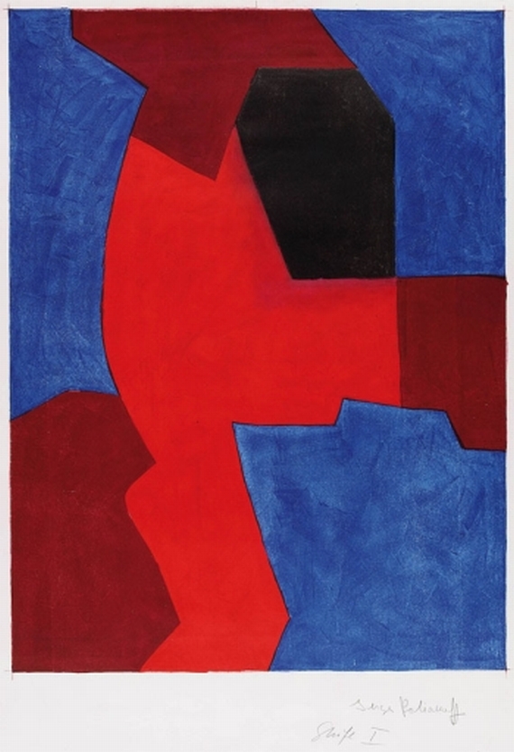 Serge Poliakoff - Composition bleue, rouge et noire