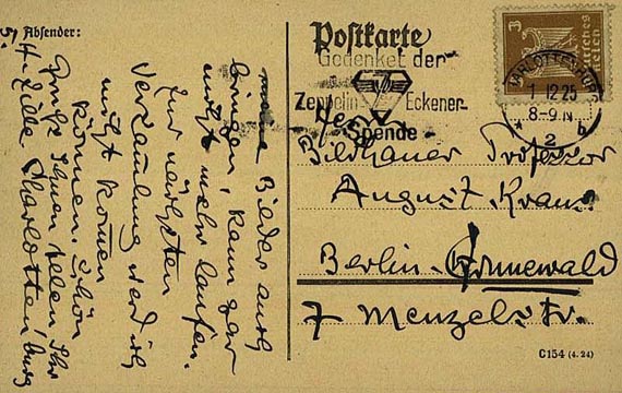Heinrich Zille - Autograph. An Kraus 1925 (74)