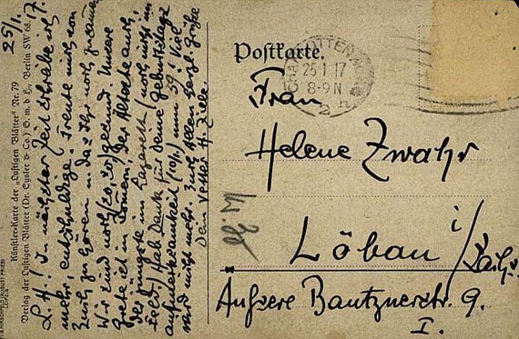 Heinrich Zille - Autograph. An H. Zwahr 20.01.1917 (87)