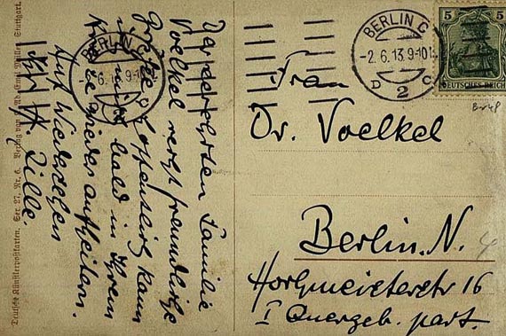 Heinrich Zille - 4 Autographen. An Voelkel 1913-27 (34, 69, 71, 117)