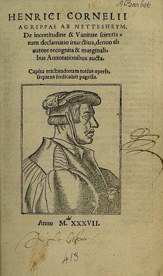 Heinrich Cornelius Agrippa von Nettesheim - De incertudine scientiarum. 1537 (28)