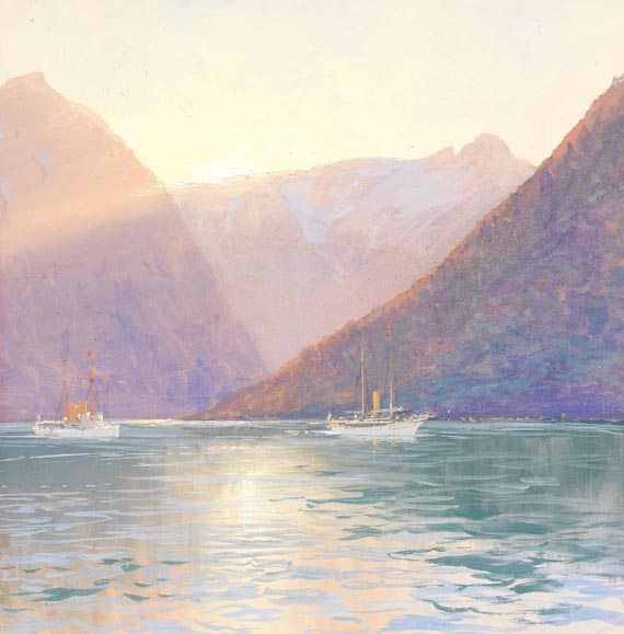 Hans Bohrdt - Kaiserliche Yacht "S.M.S.Hohenzollern" in norwegischem Fjord