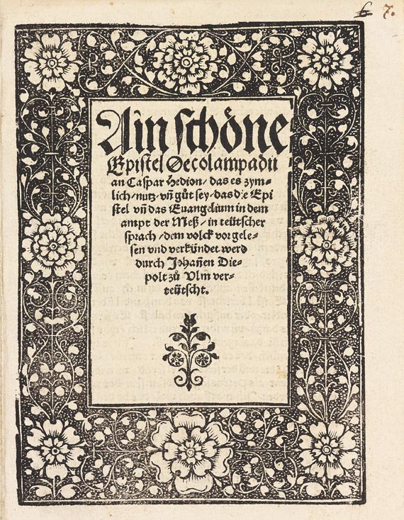 Johannes Oecolampadius - Ain schoene Epistel. 1522