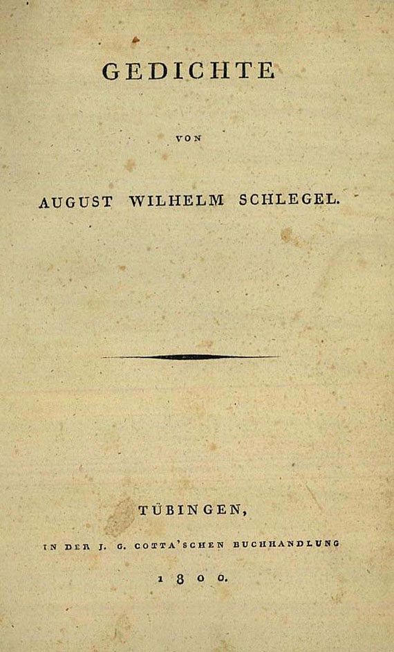 August Wilhelm von Schlegel - Gedichte 1800