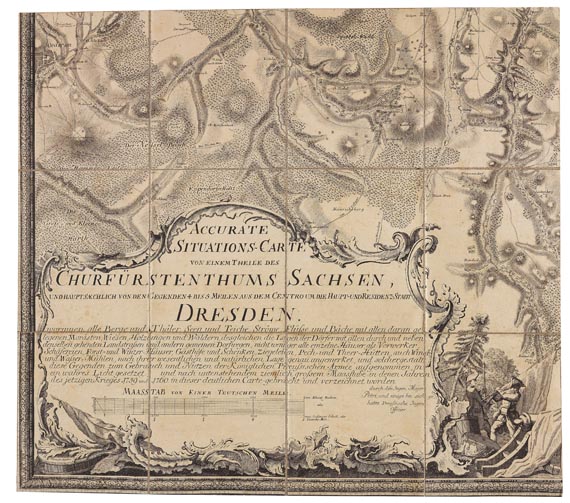  Sachsen - Accurate Situations-Carte ... Sachsen. 12 Karten in Schuber. Um 1765.