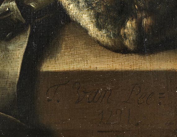 Theodor van Pee - Jäger mit Falke - Signatur