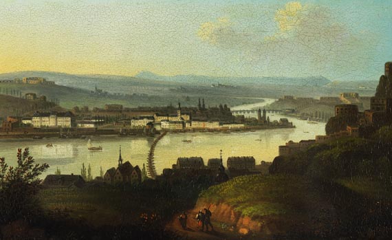 Cantius (Johann Cantius) Dillis - Zugeschrieben - Ansicht von Koblenz von der Ehrenbreitstein-Seite aus