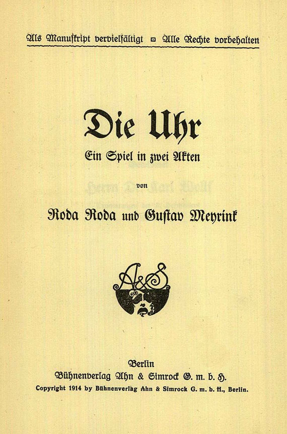 Gustav Meyrink - 11 Werke. 1914-27.