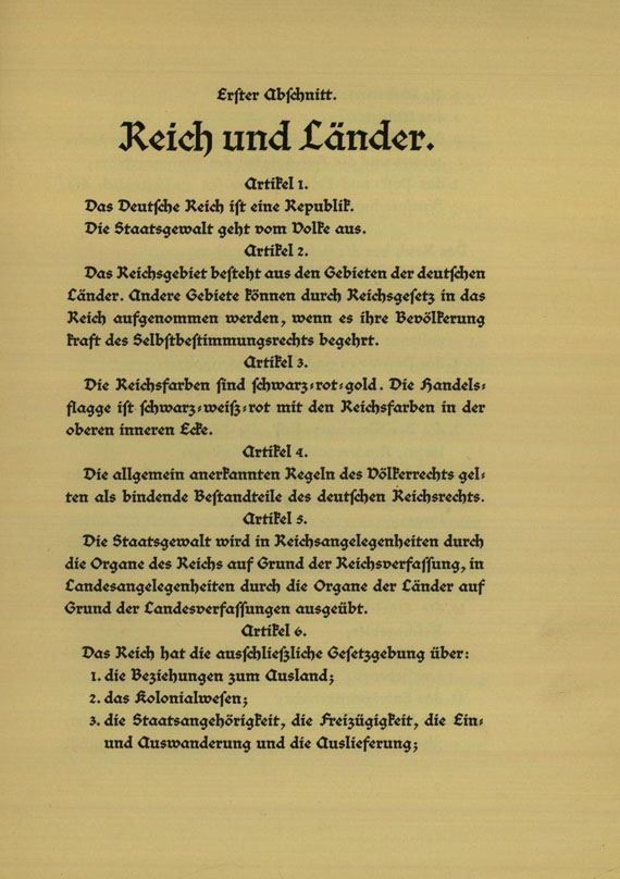   - Die Verfassung des deutschen Reiches, 1919.