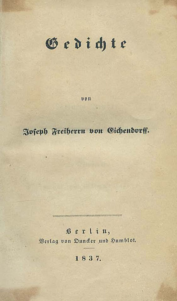 Joseph von Eichendorff - Gedichte. 1837.