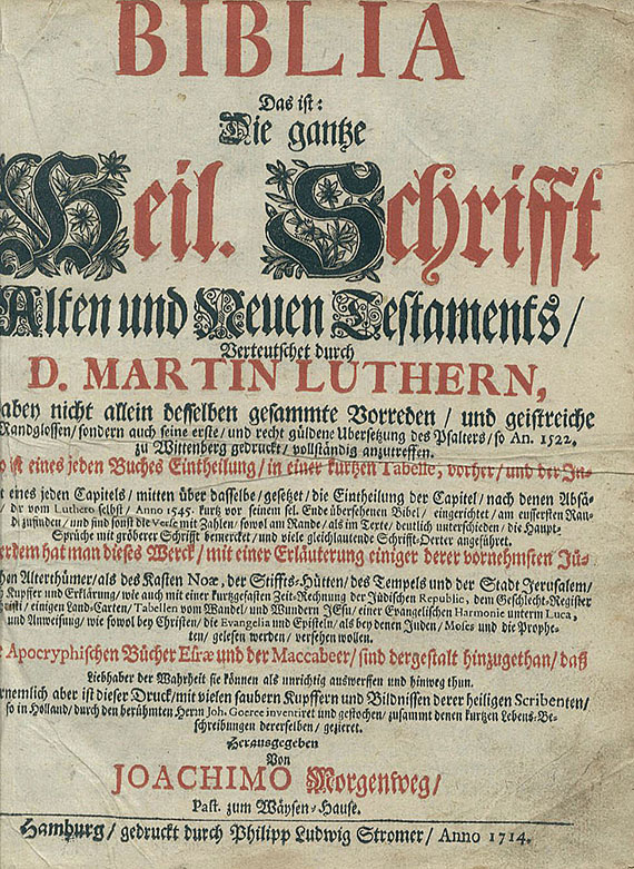  Biblia germanica - Biblia germanica. Hamburg 1714. Mit Kupfern von Goeree.