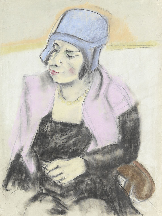 Georg Tappert - Sitzende Dame mit blauem Hut