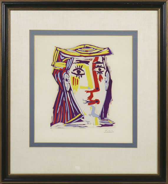 Picasso - Portrait de Jacqueline au chapeau de paille multicolore
