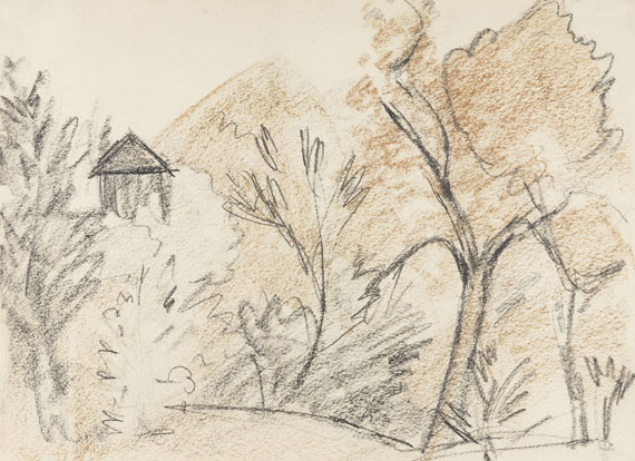 Otto Mueller - Bergige Landschaft mit kleinem Haus