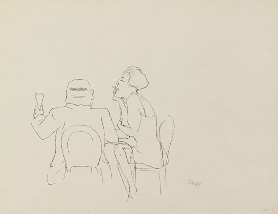 Grosz - Im Café / Sitzende im Profil