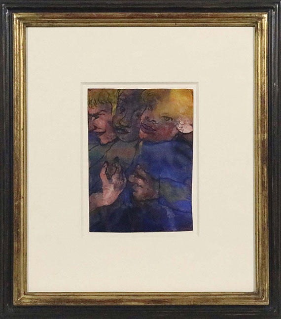 Emil Nolde - Drei Halbfiguren mit gelbem Haar und blauer Kleidung - Rahmenbild