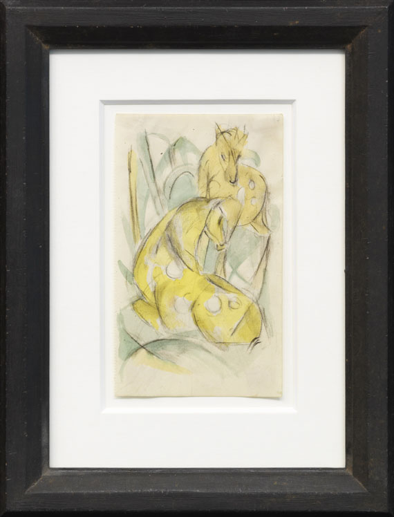 Franz Marc - Zwei gelbe Tiere (Zwei gelbe Rehe) - Rahmenbild