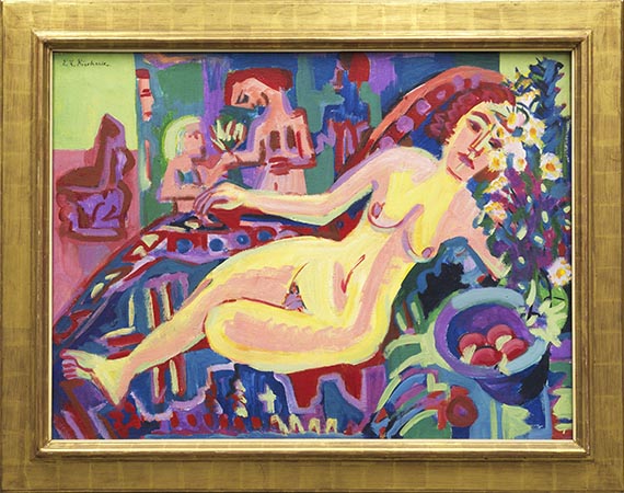 Ernst Ludwig Kirchner - Nacktes Mädchen auf Diwan - Rahmenbild