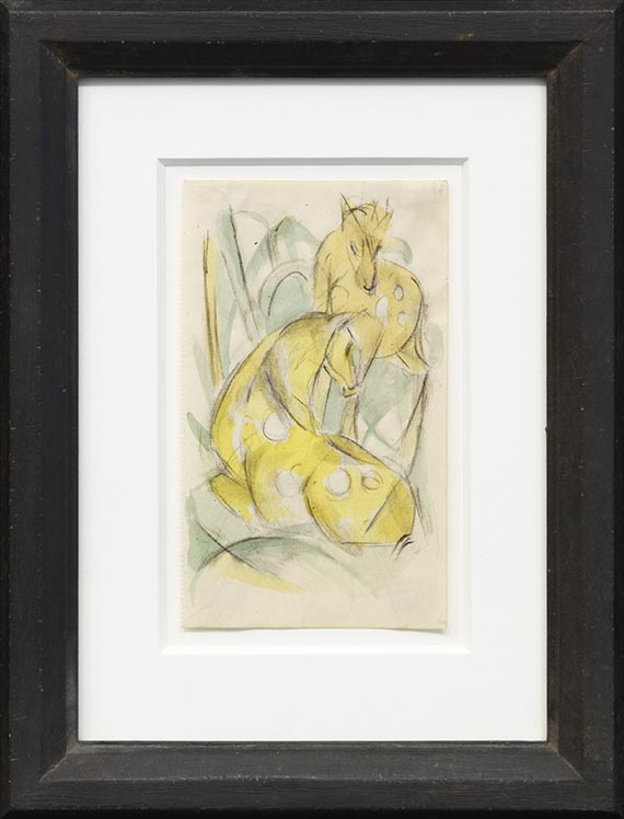 Franz Marc - Zwei gelbe Tiere (Zwei gelbe Rehe) - Rahmenbild